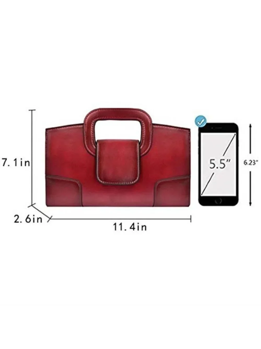 Vintage Style Flap Dark Red Tote Top Handle Satchel Handbags Vegan Leather
